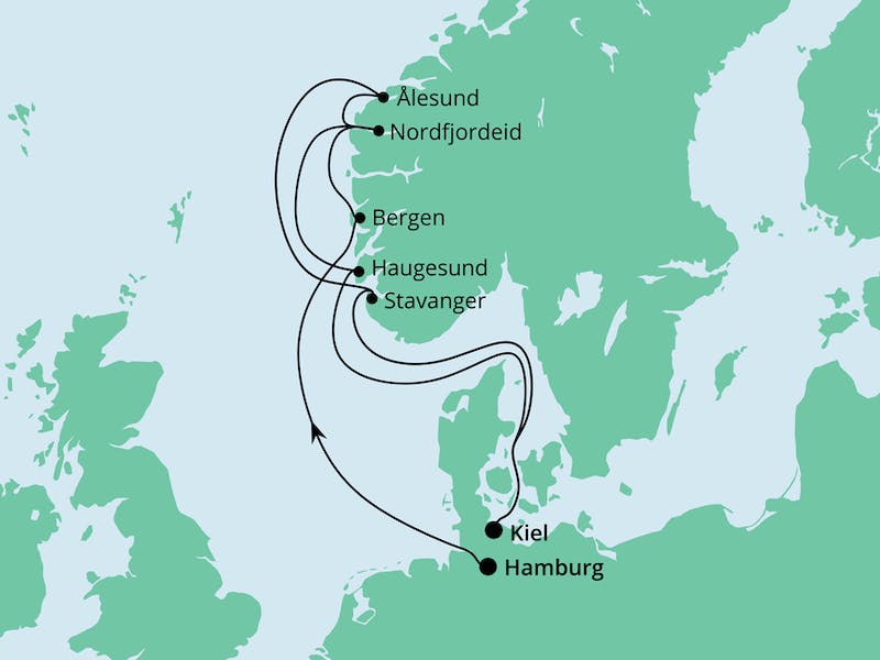  { Große Norwegen-Reise von Hamburg nach Kiel