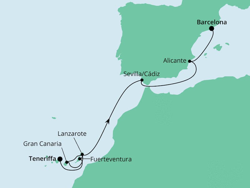  Von Teneriffa nach Barcelona