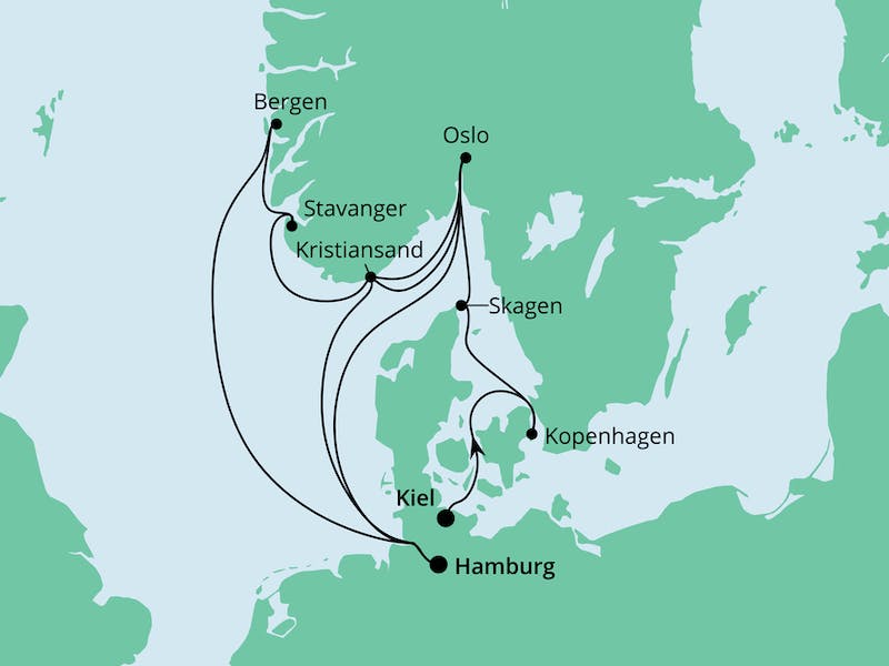 Große Skandinavienreise von Kiel nach Hamburg