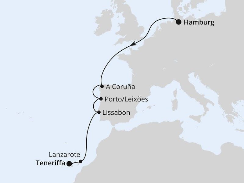  { Von Hamburg über Portugal nach Teneriffa