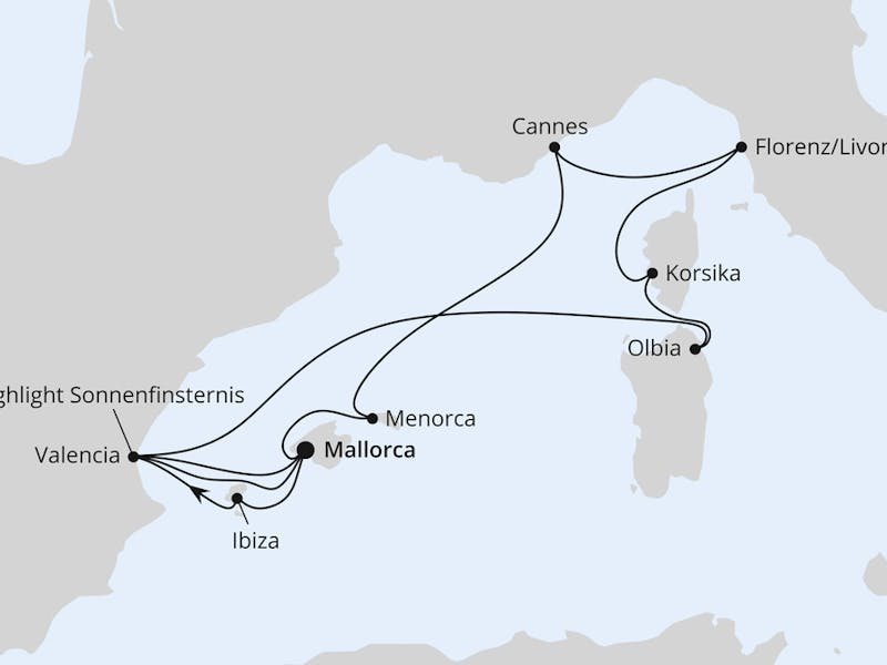  { Mittelmeerinseln mit Sonnenfinsternis ab Mallorca