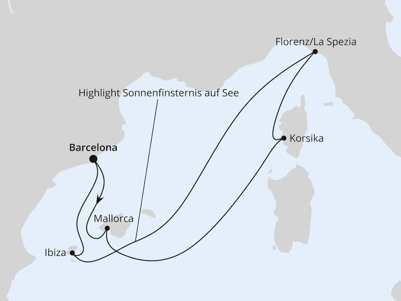  { Zur Sonnenfinsternis im Mittelmeer ab Barcelona