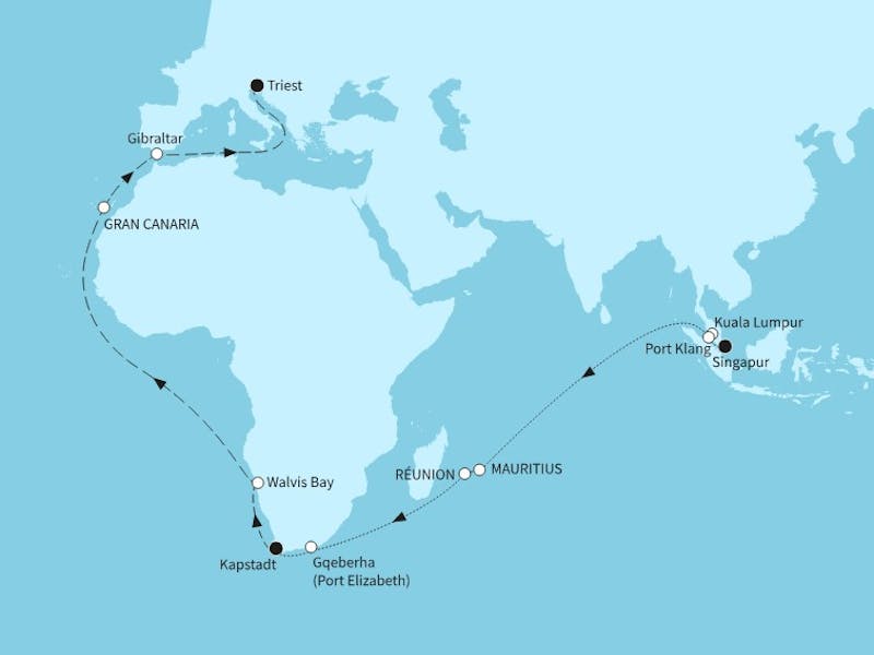  Weltentdecker-Route  ab Singapur/bis Triest